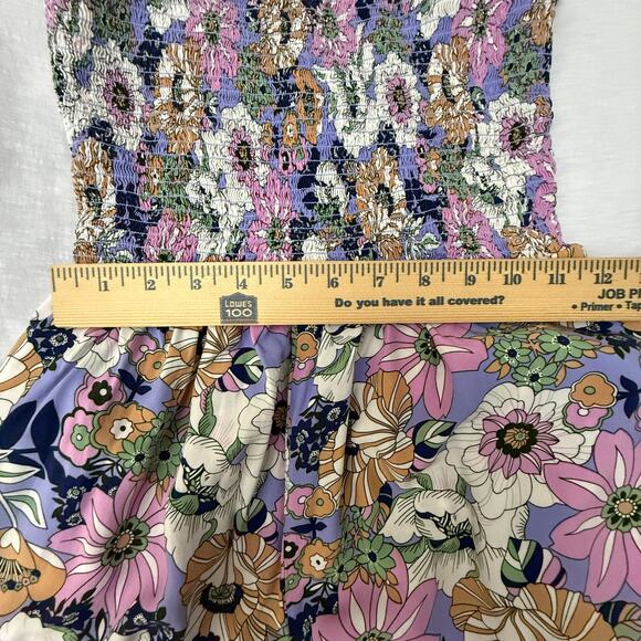 Dokotoo Floral Smocked Maxi Dress Multicolor Square Neck Sleeveless Boho Summer - Picture 5 of 6